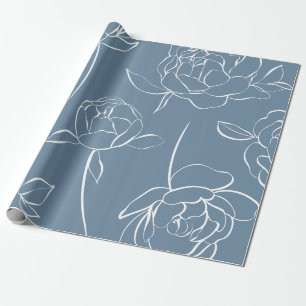 Papel De Regalo Flor silvestre azul moderna