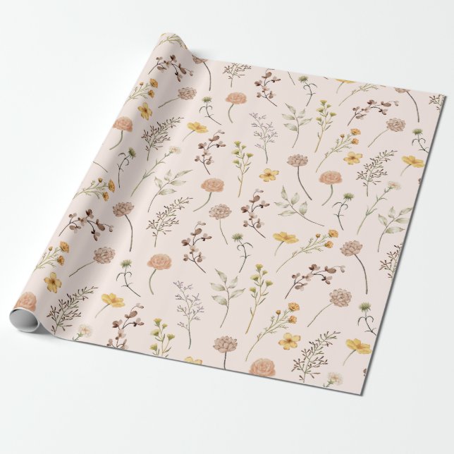Papel De Regalo Flor silvestre Boho Floral (Desenrollado)