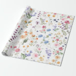 Papel De Regalo Flor silvestre primavera pradera flores vegetación<br><div class="desc">Hermoso papel de envoltura inspirado en boho con alegres acuarelas con flores silvestres en varios tonos de rubor,  rosa,  lavanda,  amarillo,  azul y verde.</div>