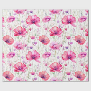 Papel De Regalo Flor silvestre rosa romántica