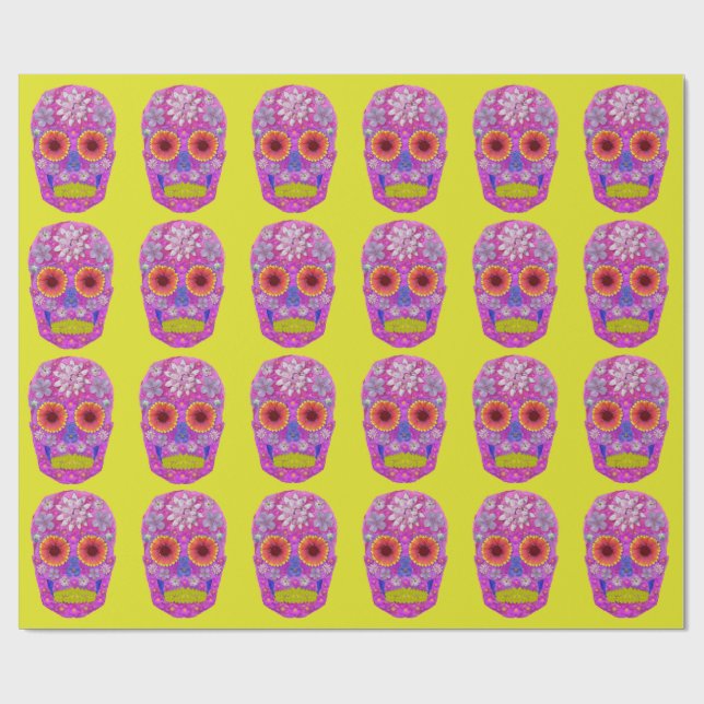 Papel De Regalo Flor Skull 2 (Superficie plana)