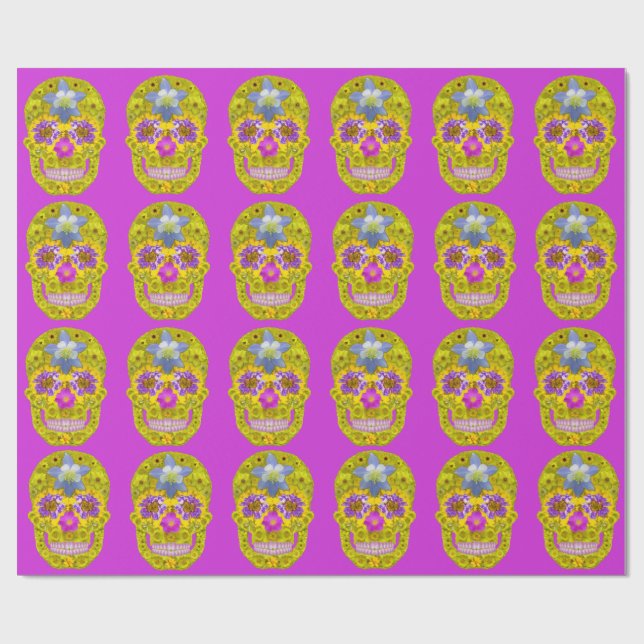 Papel De Regalo Flor Skull 3 (Superficie plana)
