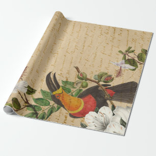 Papel De Regalo Flor trópica y táctil de época