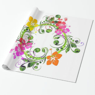 Papel De Regalo Flor tropical hibiscus