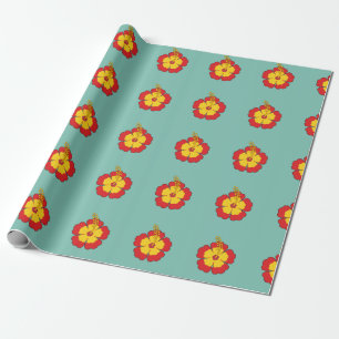 Papel De Regalo Flor tropical hibiscus roja