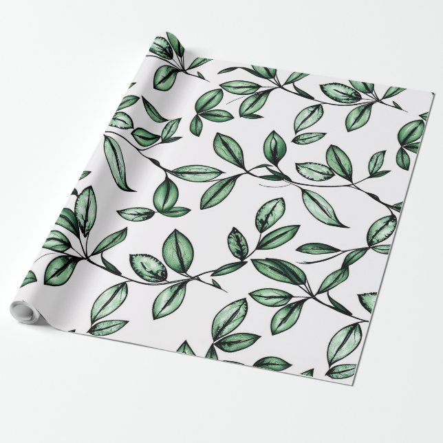 Papel De Regalo Flor verde (Desenrollado)