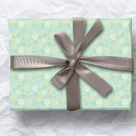 Papel De Regalo Flor verde suave con flores amarillas blancas azul