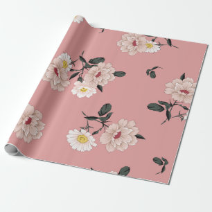 Papel De Regalo flor vintage sin soldadura en fondo rosa