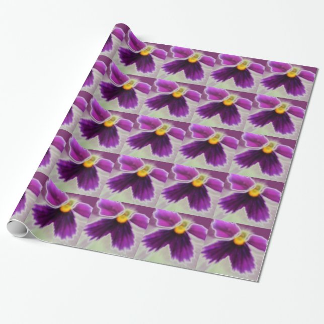 Papel De Regalo Flor violeta, blanco morado (Desenrollado)