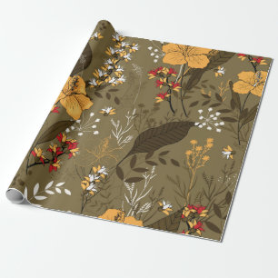 Papel De Regalo Flor y hojas inmaculadas tropicales