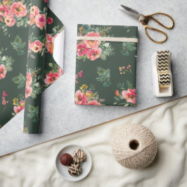 Papel De Regalo Flora acuarela | Navidades verdes botánicos