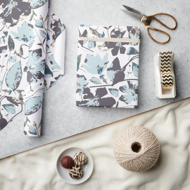 Papel De Regalo Flora azul claro acuarela Clematis Vine (Artesanía)