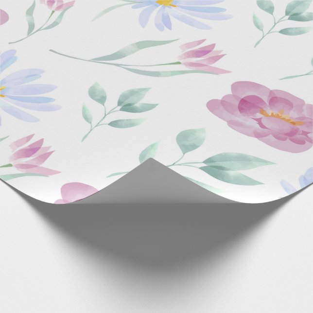 Papel De Regalo Flora de acuarela suave (Esquina)