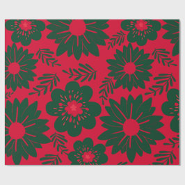Papel De Regalo Flora de color de agua verde rojo