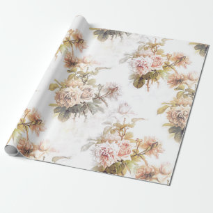 Papel De Regalo Flora de ramo rosa de rosa suave y anticuada