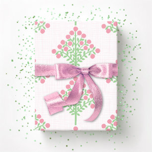 Papel De Regalo Floración en espaldera en rosa y verde