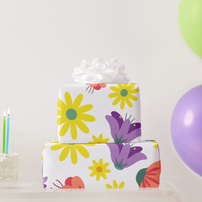 Papel De Regalo Floral (Regalos de fiesta)