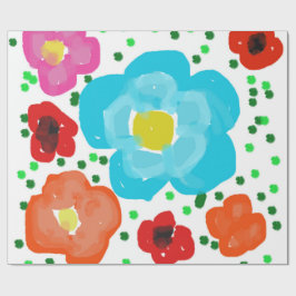 Papel de regalo floral abstracto caprichoso y bril