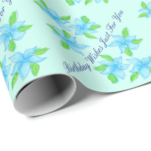 Papel De Regalo Floral Acentuada con azul
