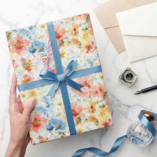 Papel de Regalo Floral Acuarela Boho Flores Silves