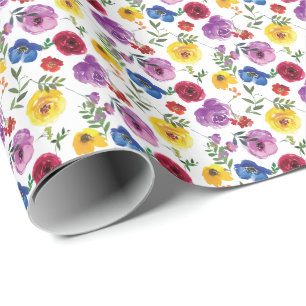 Papel de Regalo Floral Acuarela Brillante y Audaz