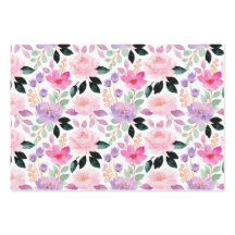 Papel de regalo floral acuarela caprichoso conjunt