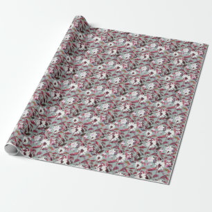 Papel De Regalo Floral acuarela: floros dibujados a mano.