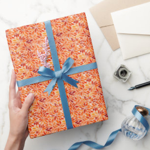 Papel De Regalo Floral acuarela naranja