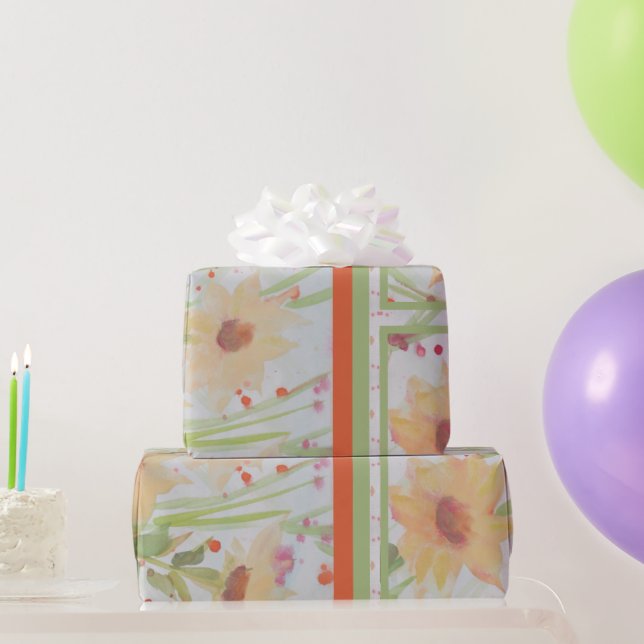 Papel De Regalo Floral acuática elegante (Regalos de fiesta)