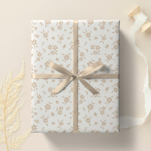 Papel De Regalo Floral Alegre Neutral Suave Crema Beige Pálido