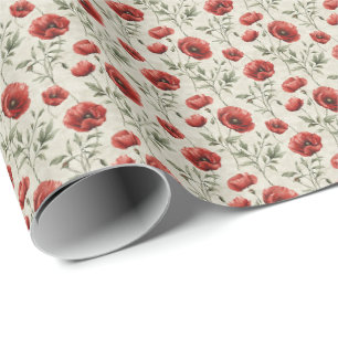 Papel de regalo floral amapola roja Flores