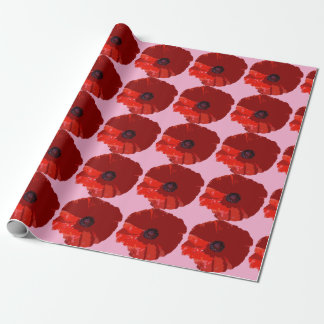 PAPEL DE REGALO FLORAL AMAPOLAS ROJAS