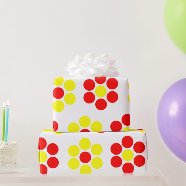 Papel De Regalo Floral amarilla y roja mínimo simple (Regalos de fiesta)