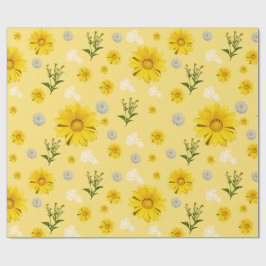 Papel de Regalo Floral Amarillo