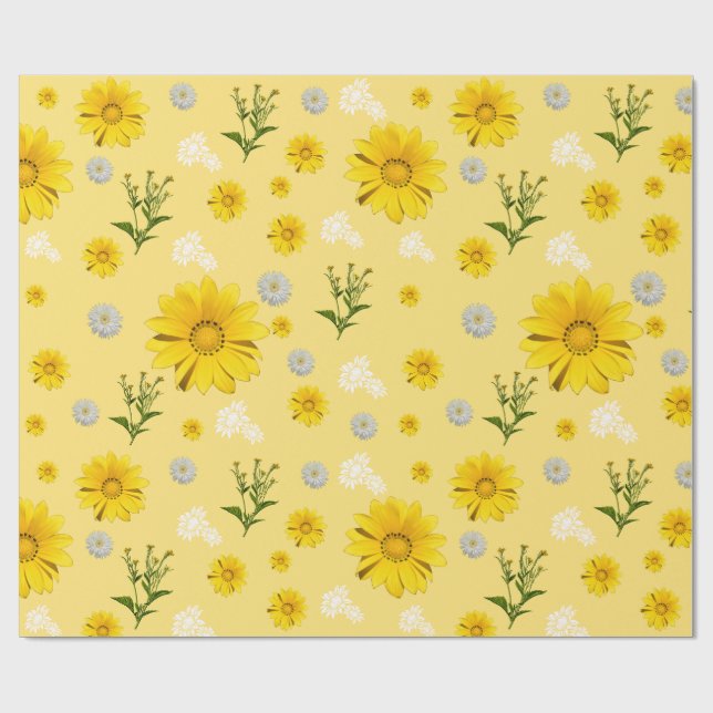 Papel de Regalo Floral Amarillo (Superficie plana)