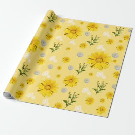 Papel de Regalo Floral Amarillo