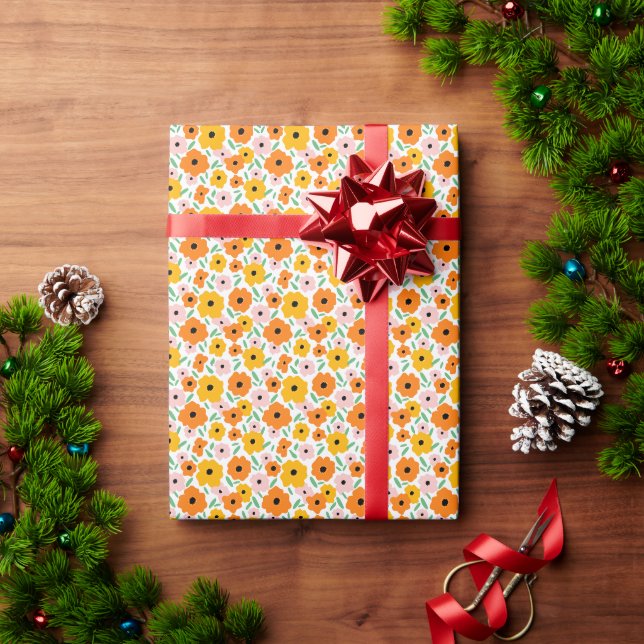 Papel De Regalo floral amarillo naranja (Regalo de vacaciones)