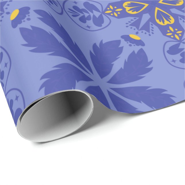 Papel De Regalo floral and geometric pattern in gold and blue  (Subido por el creador)