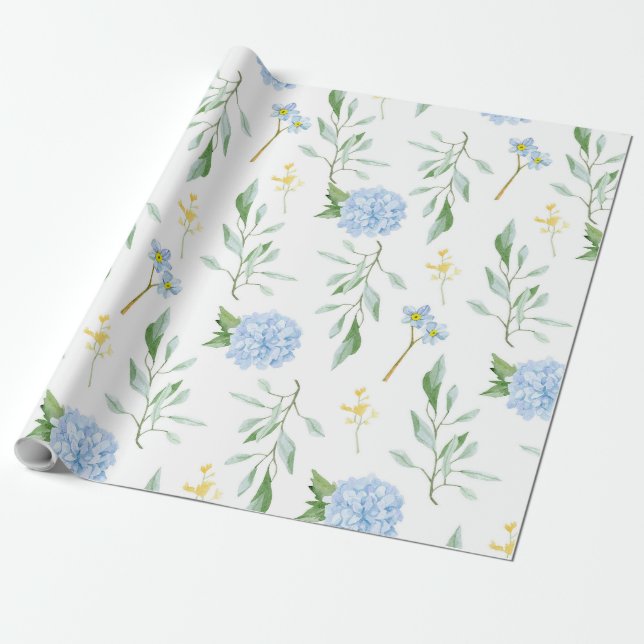 Papel De Regalo Floral azul (Desenrollado)