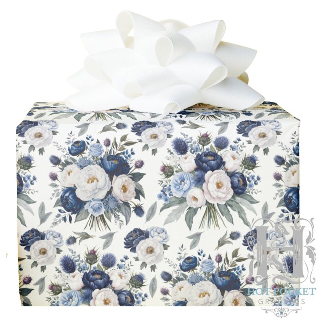 Papel de regalo floral azul acuarela (Subido por el creador)