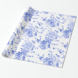 Papel De Regalo Floral azul acuático