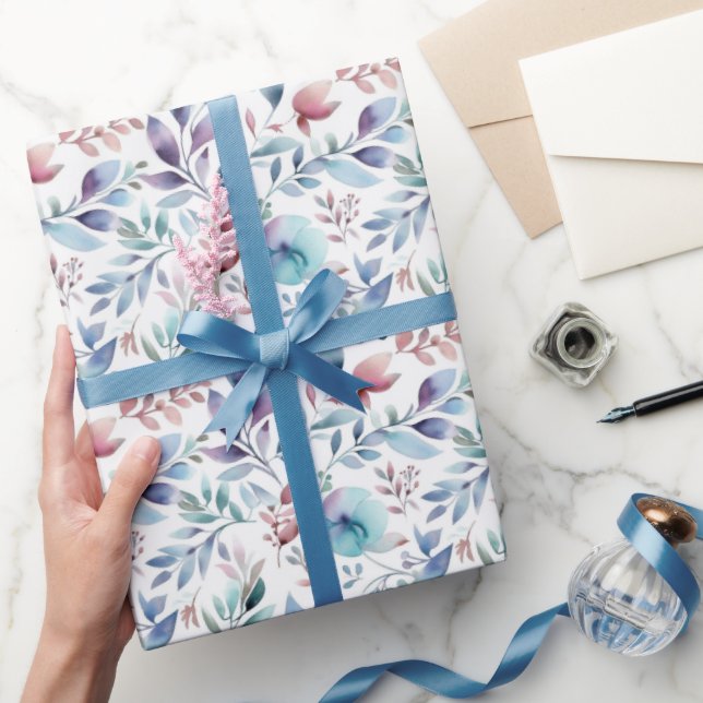 Papel De Regalo Floral azul azul azul azul azul acuarela (Regalar)
