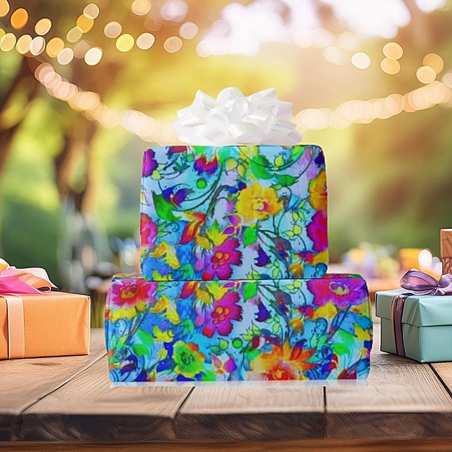 Papel De Regalo Floral azul brillante (Subido por el creador)