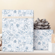 Papel de regalo floral azul chinoiserie