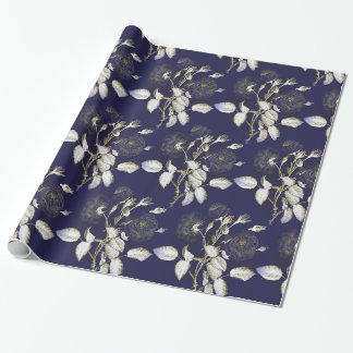 PAPEL DE REGALO FLORAL AZUL COBALTO PROFUNDO Y BLA