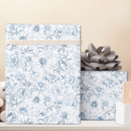 Papel de regalo floral azul estilo chino
