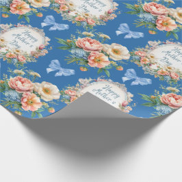 Papel De Regalo Floral azul feliz Día de la Madre