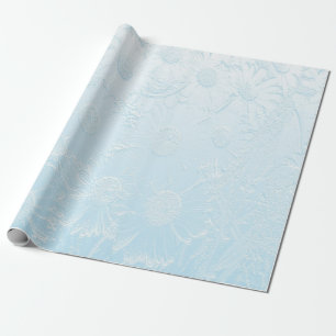 Papel De Regalo Floral azul grabado