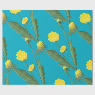 Papel De Regalo Floral azul hojas fondo negro