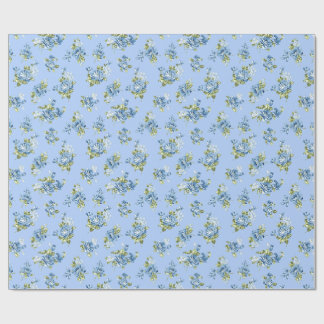 Papel de regalo floral azul suave grandmillennial 